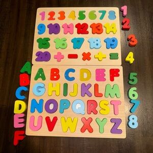 Colorful Alphabet and Number Puzzle Board